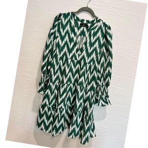 size Medium- Pommander Place - green ikat kenzo dress